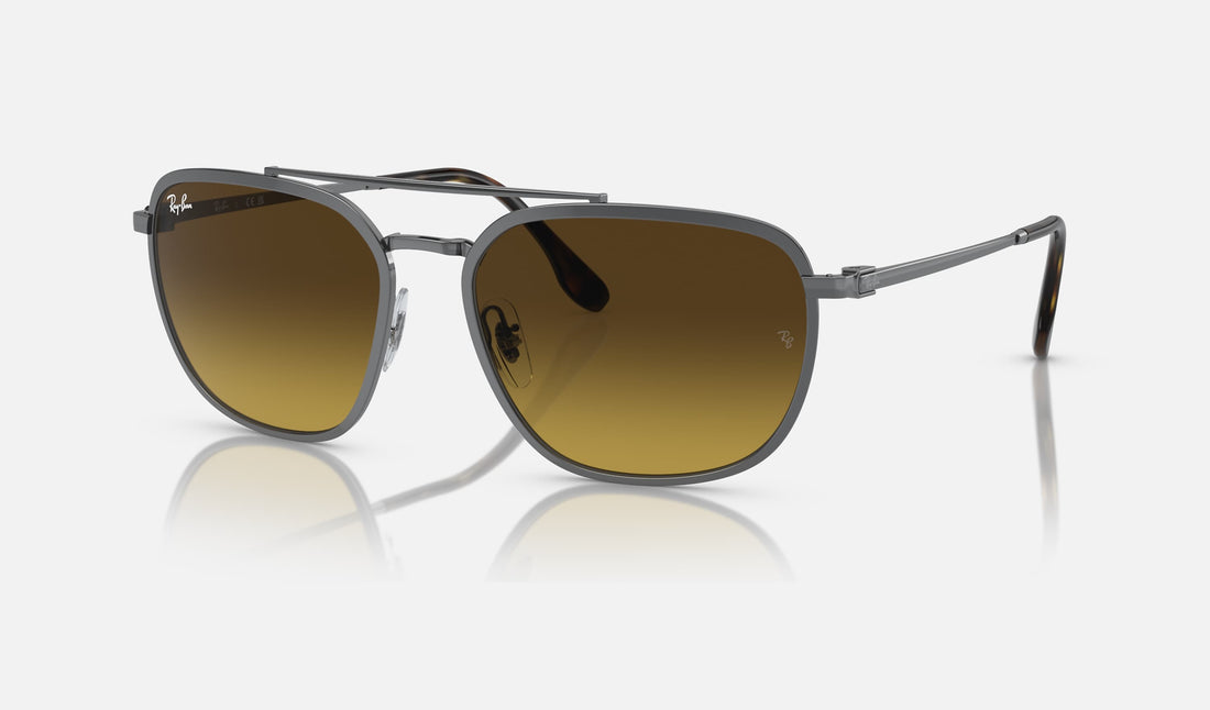 Ray-Ban RB3708 — Gunmetal / Brown — quarter view