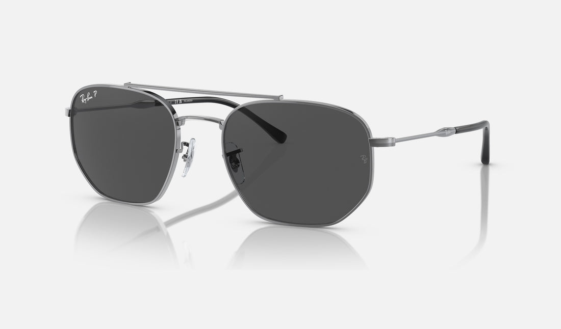 Ray-Ban RB3707 — Gunmetal / Grey Polarized+ — quarter view