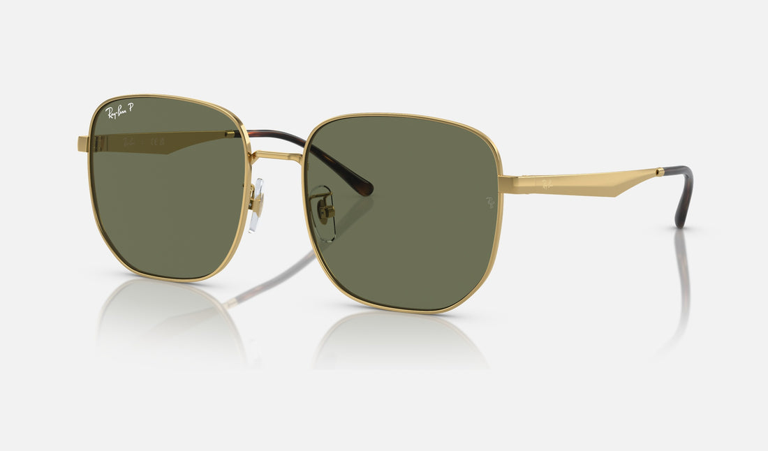 Ray-Ban RB3713D — Arista Gold / Dark Green Polarized — quarter view