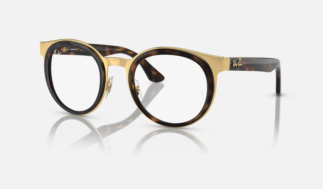 Ray-Ban Bonnie RB3710 — Havana on Gold / Clear/green — quarter view