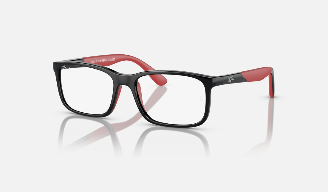 Ray-Ban Junior RY1621F — Black on Red — quarter view