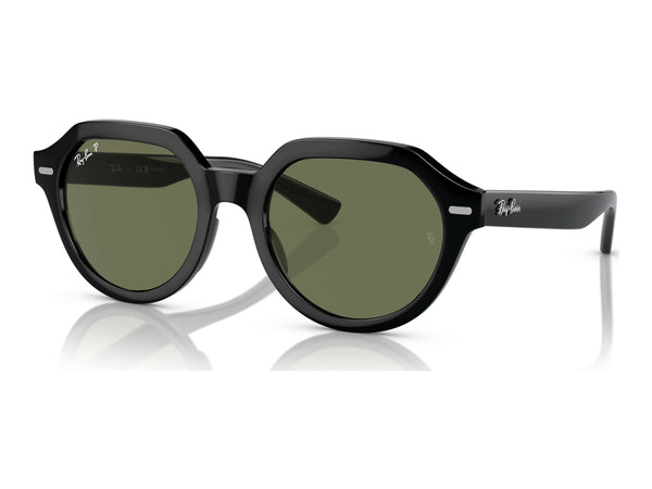 Ray-Ban Gina RB4399F — Black / Green Polarized — quarter view