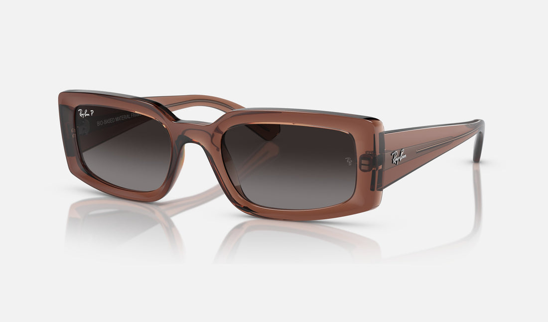Ray-Ban Kiliane RB4395F — Transparent Brown / Grey Polarized — quarter view