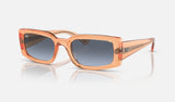 Ray-Ban Kiliane RB4395F — Transparent Orange / Blue/grey — quarter view