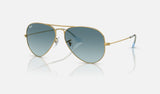 Ray-Ban Aviator RB3025 — Gold / Blue — quarter view