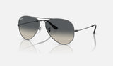 Ray-Ban Aviator RB3025 — Gunmetal / Grey — quarter view