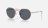 Ray-Ban Jack RB3565 — Rose Gold / Blue — quarter view