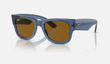Ray-Ban Mega Wayfarer RB0840S — Transparent Blue / Brown — quarter view