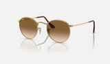Ray-Ban Round Metal RB3447 — Gold / Brown — quarter view