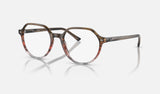 Ray-Ban Thalia RX5395 — Striped Brown & Red — quarter view