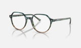 Ray-Ban Thalia RX5395 — Striped Blue & Green — quarter view