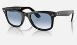 Ray-Ban Wayfarer RB2140F — Black / Blue — quarter view