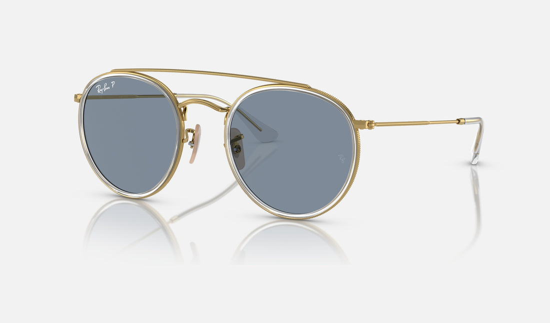 Ray-Ban RB3647N — Arista Gold / Blue Polarized — quarter view