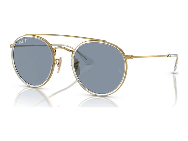 Ray-Ban RB3647N — Arista Gold / Blue Polarized — quarter view
