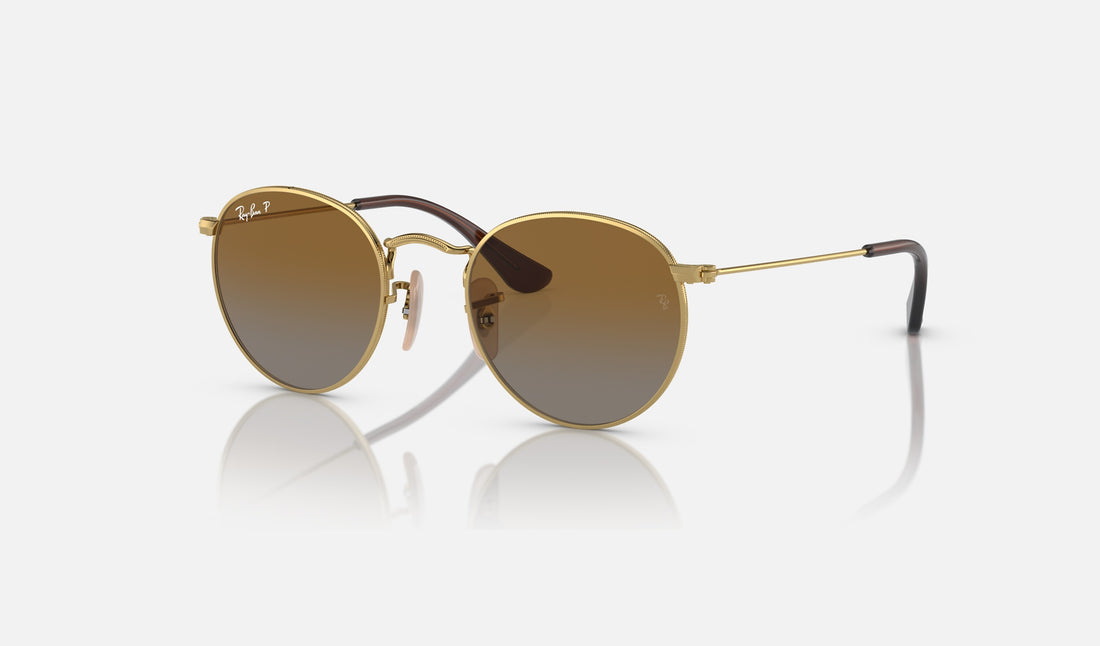 Ray-Ban Junior Junior Round RJ9547S — Arista Gold / Brown Polarized — quarter view