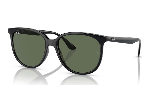 Ray-Ban RB4378F — Black / Dark Green — quarter view