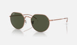 Ray-Ban Jack RB3565 — Rose Gold / Green — quarter view