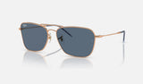 Ray-Ban Caravan Reverse RBR0102S — Rose Gold / Blue — quarter view