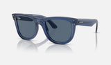 Ray-Ban Wayfarer Reverse RBR0502S — Transparent Navy Blue / Dark Blue — quarter view