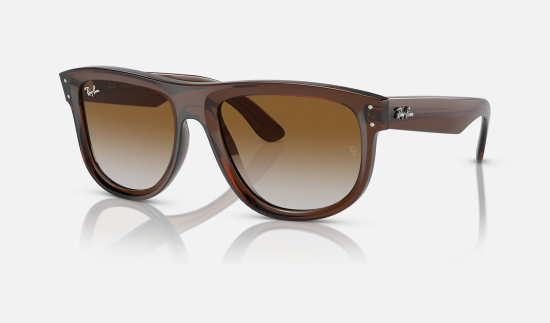 Ray-Ban Boyfriend Reverse RBR0501S — Transparent Brown / Brown — quarter view