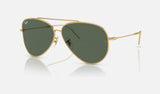 Ray-Ban Aviator Reverse RBR0101S — Arista Gold / G-15 Green — quarter view