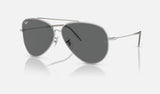 Ray-Ban Aviator Reverse RBR0101S — Silver / Dark Grey — quarter view