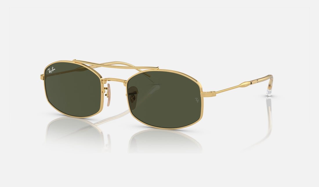 Ray-Ban RB3719 — Arista Gold / G-15 Green — quarter view