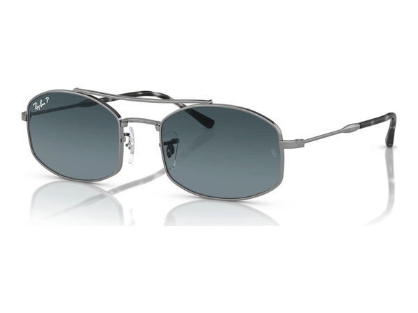 Ray-Ban RB3719 — Gunmetal / Dark Blue Polarized — quarter view