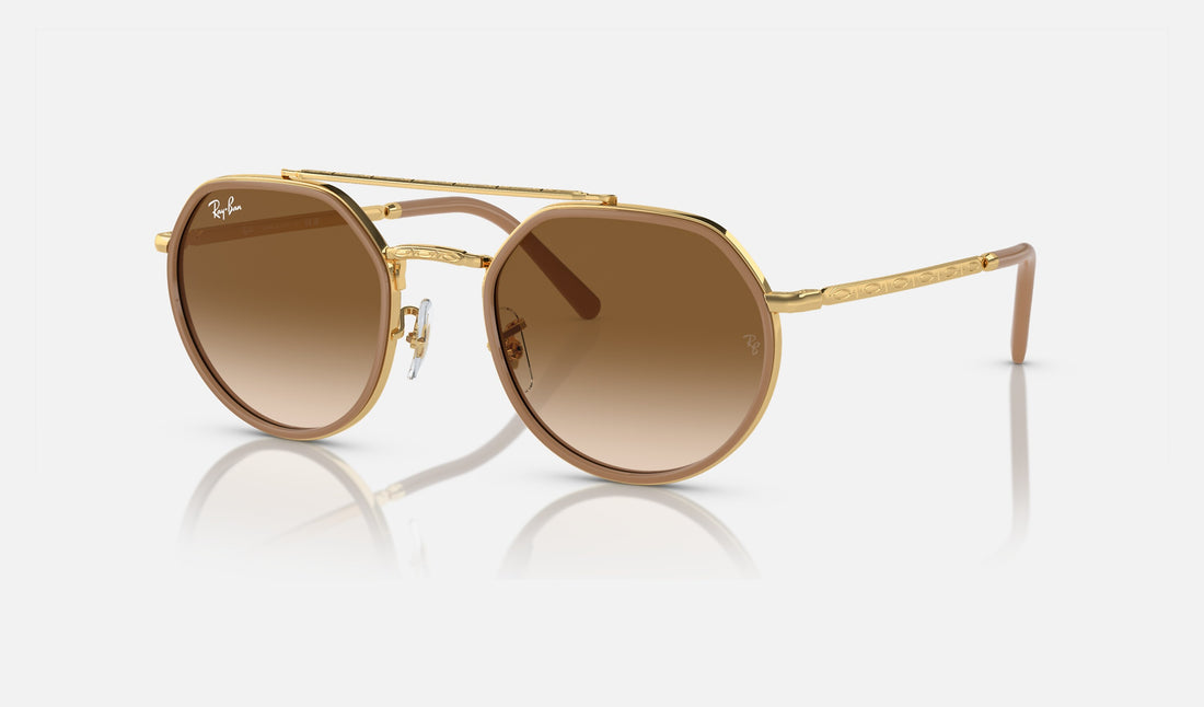 Ray-Ban RB3765 — Arista Gold / Light Brown — quarter view