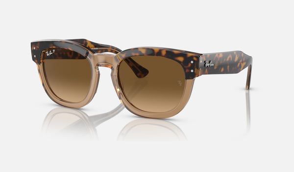 Ray-Ban Mega Hawkeye RB0298S — Havana on Transparent Brown / Brown Polarized — quarter view
