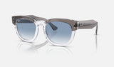 Ray-Ban Mega Hawkeye RB0298S — Grey on Transparent / Light Blue — quarter view