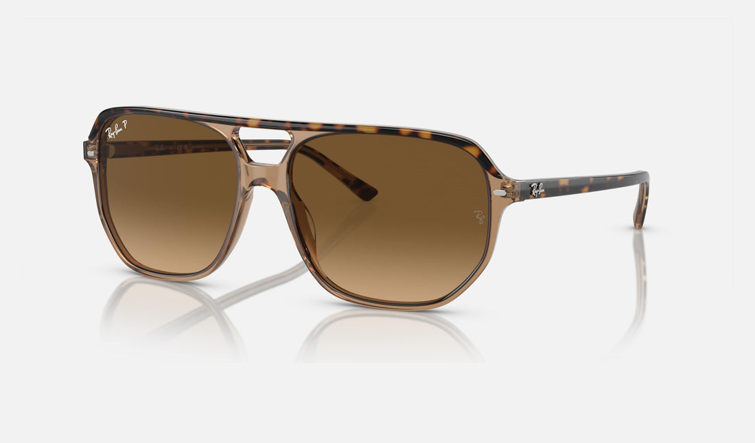 Ray-Ban Bill One RB2205 — Havana on Transparent Brown / Brown Polarized — quarter view