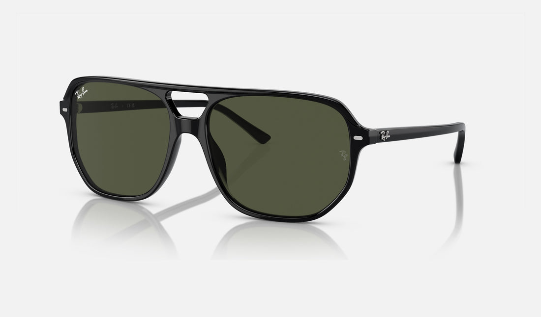 Ray-Ban Bill One RB2205 — Black / Green — quarter view