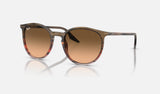 Ray-Ban RB2204 — Striped Brown & Red / Pink/black — quarter view