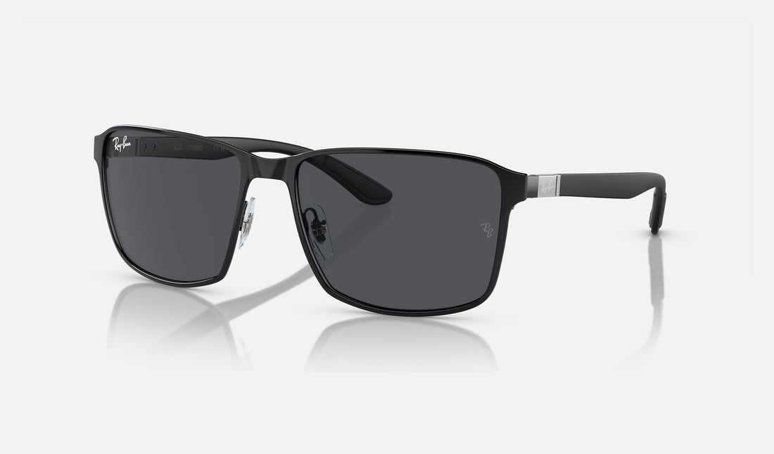 Ray-Ban RB3721 — Black on Black / Dark Grey — quarter view