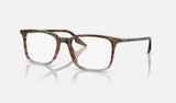 Ray-Ban RX5421 — Striped Brown & Red — quarter view