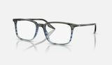 Ray-Ban RX5421 — Striped Grey & Blue — quarter view