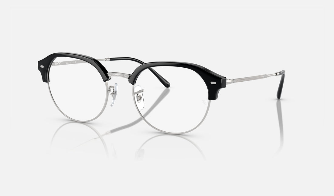 Ray-Ban RX7229 — Black on Silver — quarter view