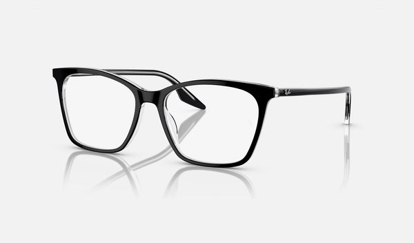 Ray-Ban RX5422 — Black on Transparent — quarter view
