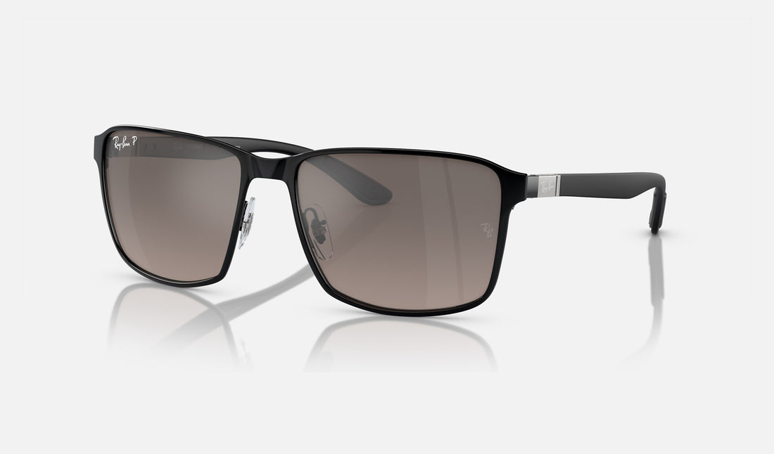 Ray-Ban RB3721CH — Black on Black / Grey Polarized+ — quarter view