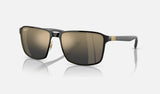 Ray-Ban RB3721CH — Black on Gold / Blue & Gold Polarized+ — quarter view