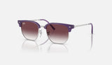 Ray-Ban Junior Junior New Clubmaster RJ9116S — Opal Violet on Silver / Grey/violet — quarter view