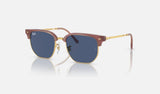 Ray-Ban Junior Junior New Clubmaster RJ9116S — Opal Pink on Gold / Dark Blue — quarter view