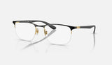 Ray-Ban RX6513 — Black on Gold — quarter view