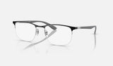Ray-Ban RX6513 — Black on Silver — quarter view