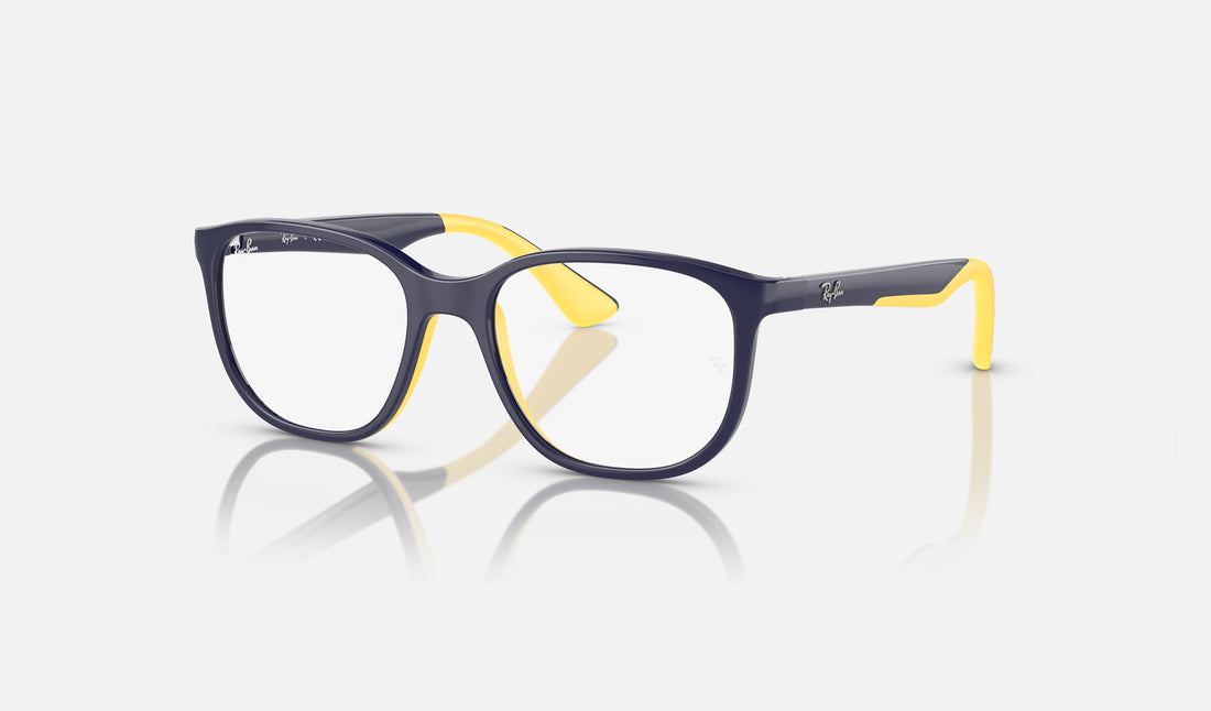 Ray-Ban Junior RY9078V — Dark Blue on Yellow — quarter view