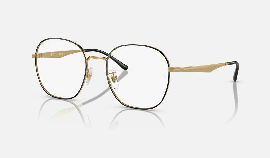 Ray-Ban RX6515D — Black on Gold — quarter view