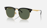 Ray-Ban RB4418D — Black on Gold / Dark Green — quarter view