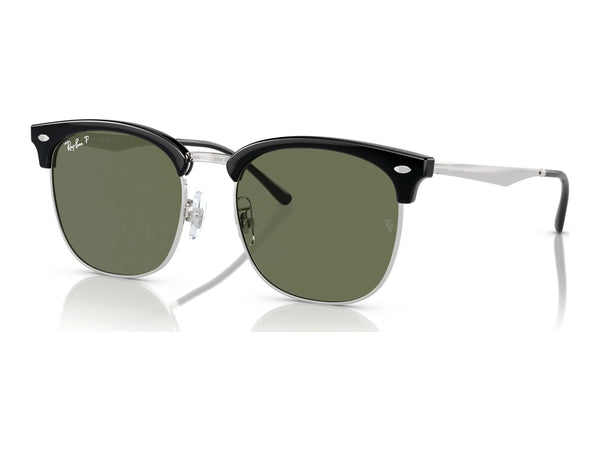 Ray-Ban RB4418D — Black on Silver / Dark Green Polarized — quarter view