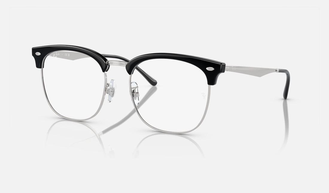 Ray-Ban RX7318D — Black on Silver — quarter view